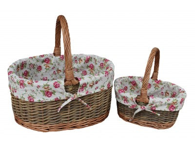 COUNTRY OVAL SHOPPER with GARDEN ROSE LINING SET 2