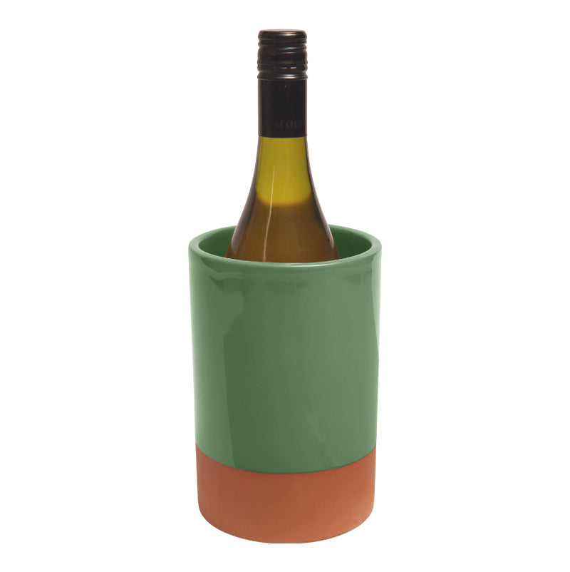 Sintra Glazed Terracotta Wine Cooler - Green