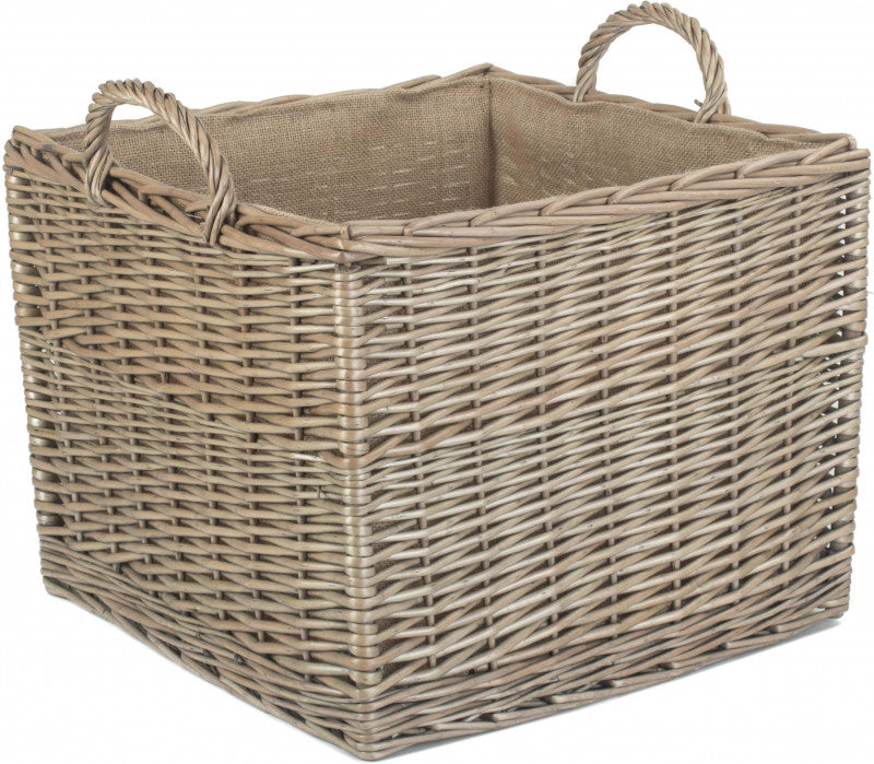 Large Square Lined Wicker Log Basket