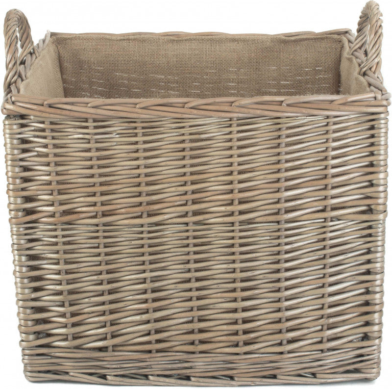 Large Square Lined Wicker Log Basket