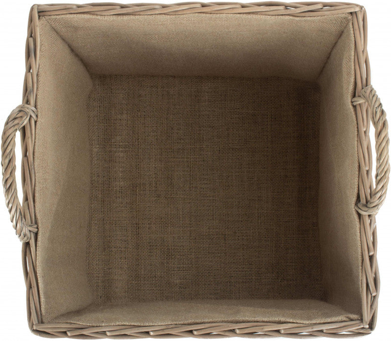 Large Square Lined Wicker Log Basket