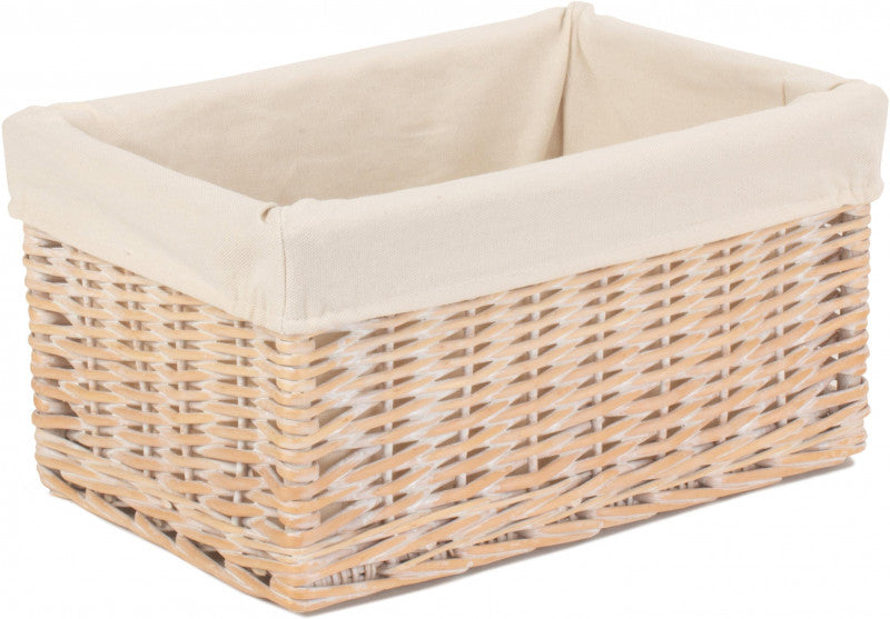 MEDIUM WHITE LINED STORAGE BASKET