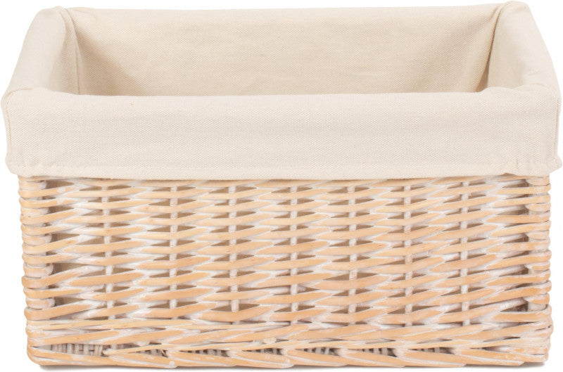 MEDIUM WHITE LINED STORAGE BASKET