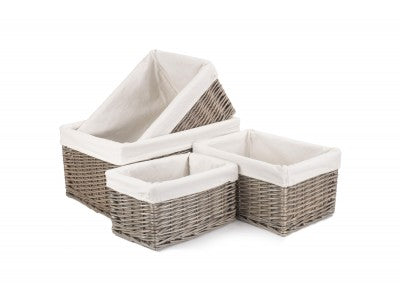 ANTIQUE WASH STORAGE with WHITE LINING SET 4