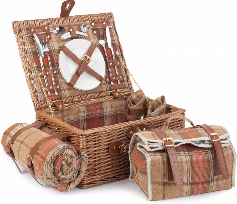 2 PERSON AUTUMN RED TARTAN HAMPER