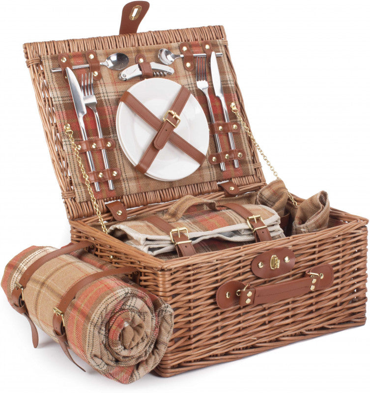 2 PERSON AUTUMN RED TARTAN HAMPER