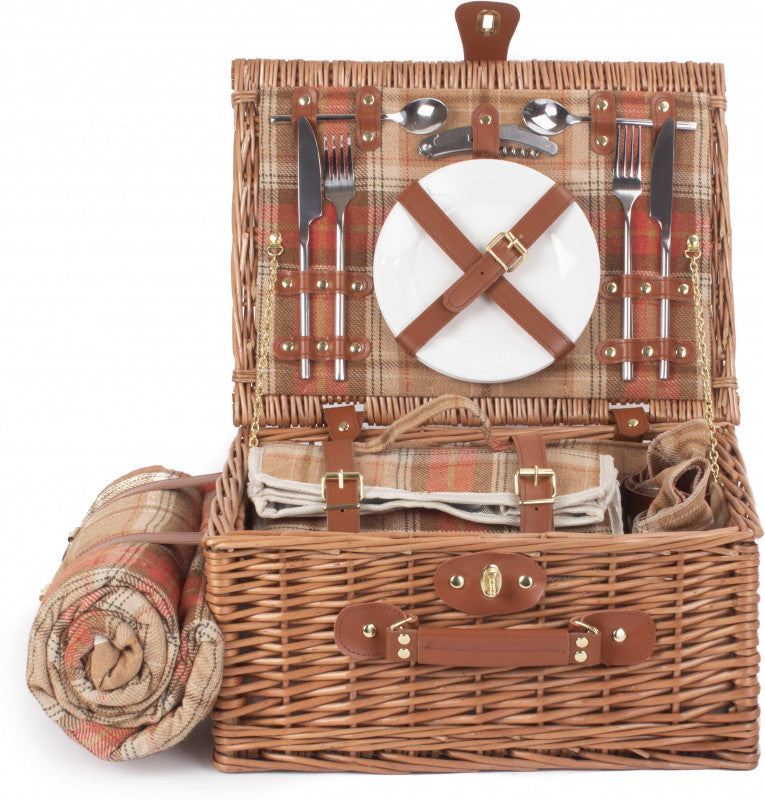 2 PERSON AUTUMN RED TARTAN HAMPER