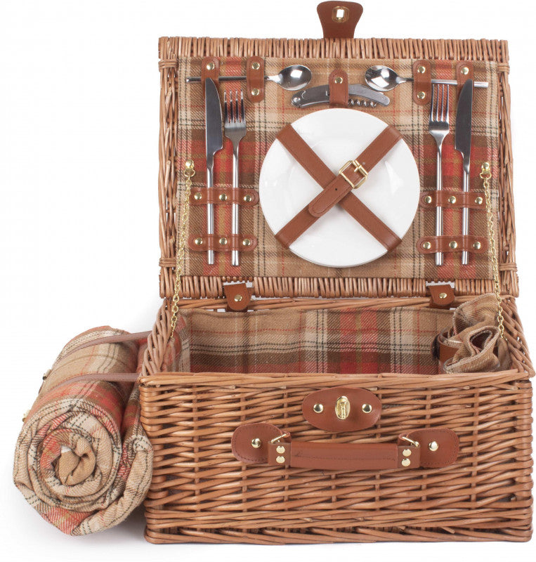 2 PERSON AUTUMN RED TARTAN HAMPER