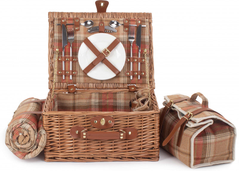 2 PERSON AUTUMN RED TARTAN HAMPER