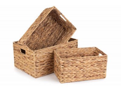 WATER HYACINTH RECTANGULAR STORAGE SET 3