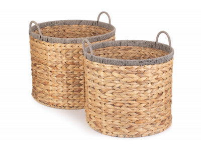 SET 2 ROUND WATER HYACINTH BASKETS