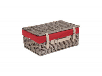 18" ANTIQUE WASH HAMPER with RED LINING