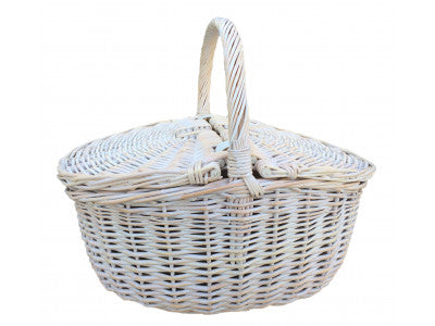 WHITE WASH FINISH OVAL PICNIC - UNLINED