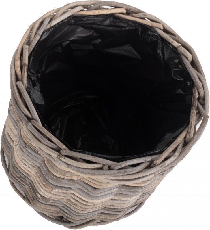 SMALL RATTAN ROUND PLANTER with PLASTIC LINING