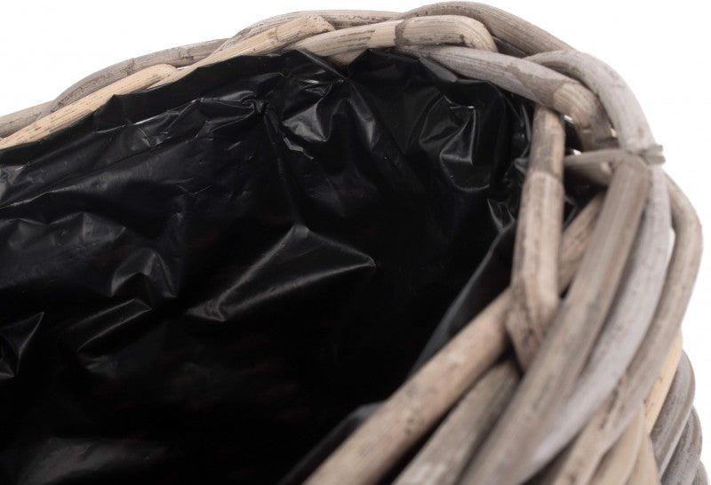 SMALL RATTAN ROUND PLANTER with PLASTIC LINING