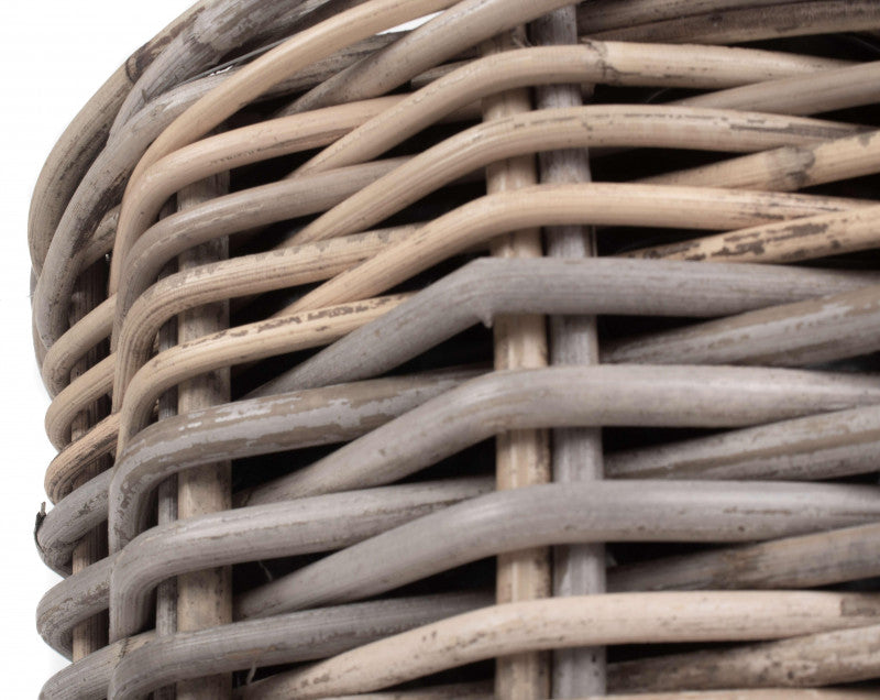 SMALL RATTAN ROUND PLANTER with PLASTIC LINING