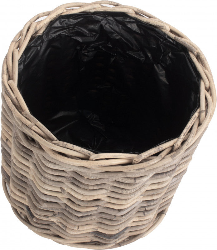 MEDIUM RATTAN ROUND PLANTER with PLASTIC LINING
