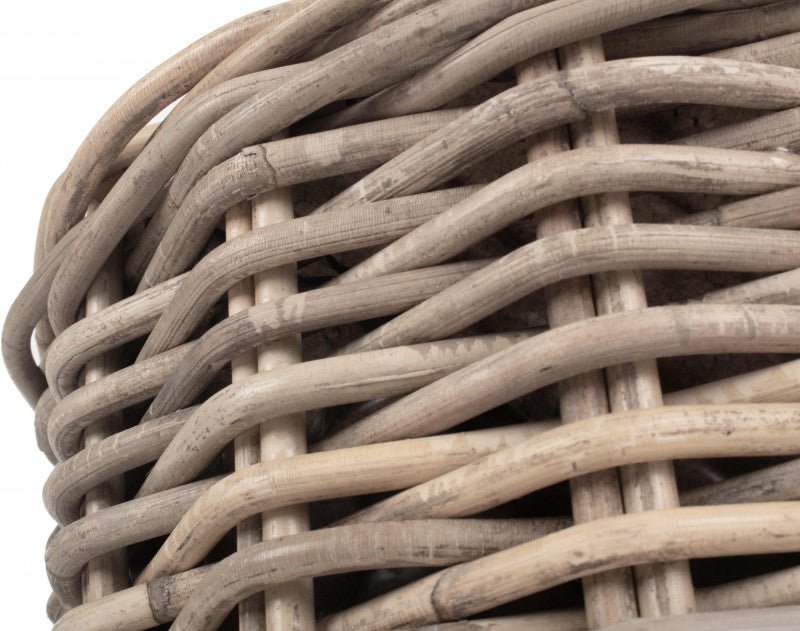 MEDIUM RATTAN ROUND PLANTER with PLASTIC LINING