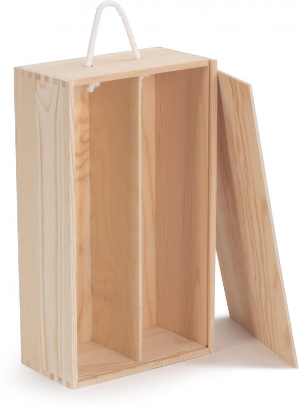 Two Bottle Sliding Lid Wooden Box