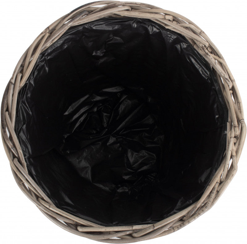 LARGE TAPERED RATTAN ROUND PLANTER with PLASTIC LINING