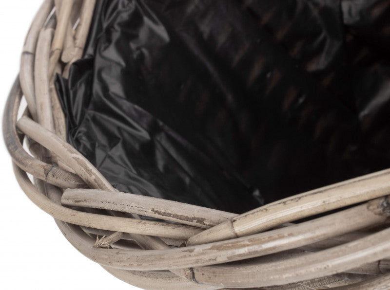 LARGE TAPERED RATTAN ROUND PLANTER with PLASTIC LINING