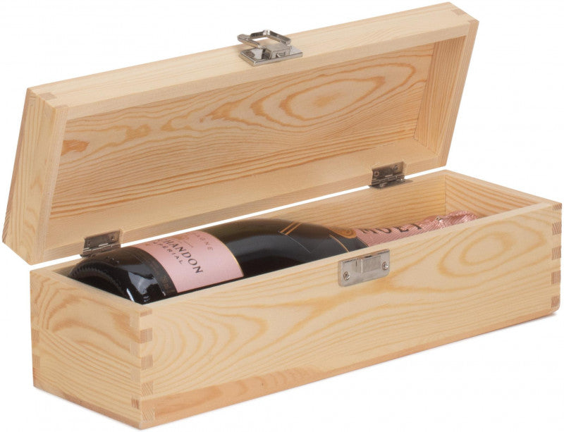 Single Bottle Clear Varnish Wooden Box