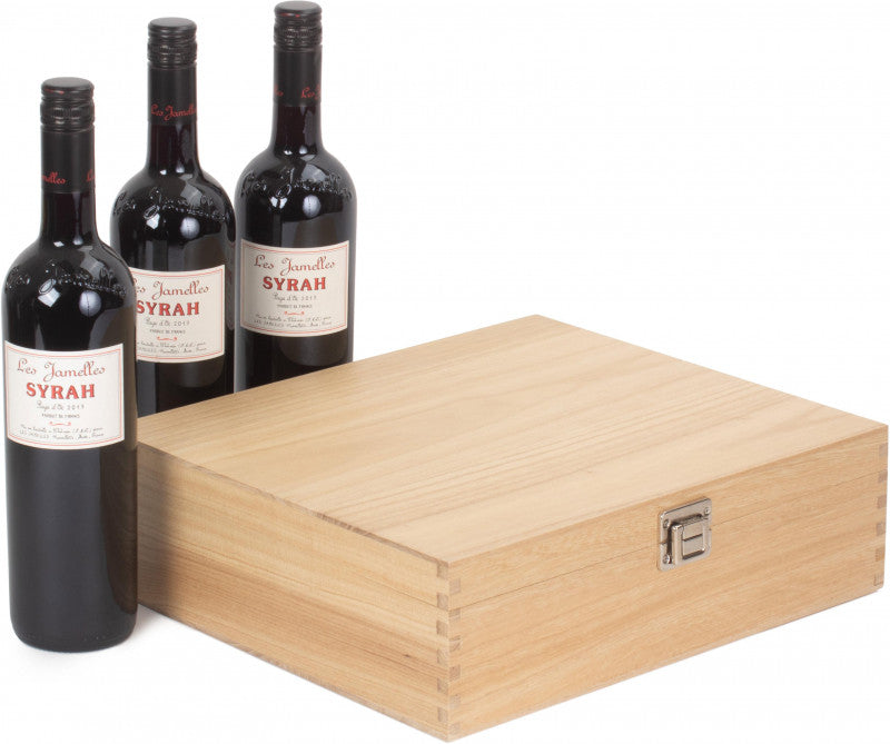 THREE BOTTLE CLEAR VARNISH WOODEN BOX