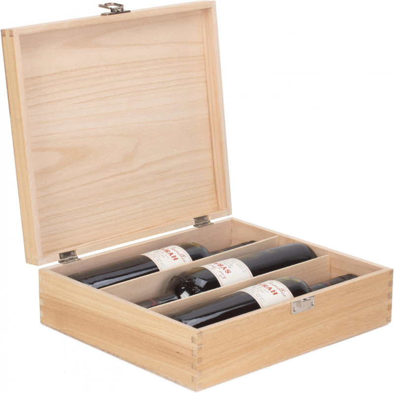 THREE BOTTLE CLEAR VARNISH WOODEN BOX