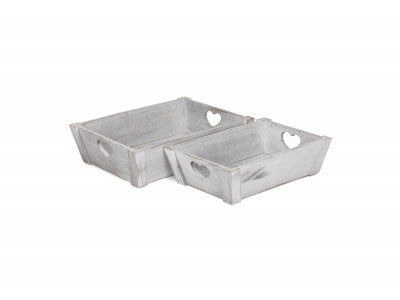 VINTAGE HEART CUT-OUT TRAY SET 2