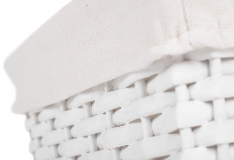 SMALL WHITE WICKER STORAGE BASKET