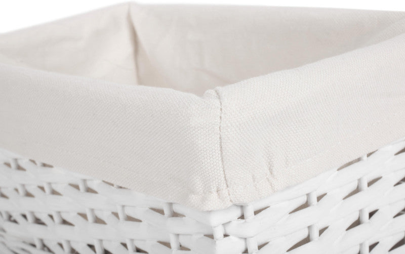 SMALL WHITE WICKER STORAGE BASKET