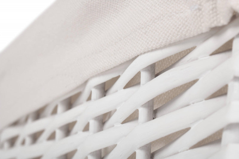 LARGE WHITE WICKER STORAGE BASKET