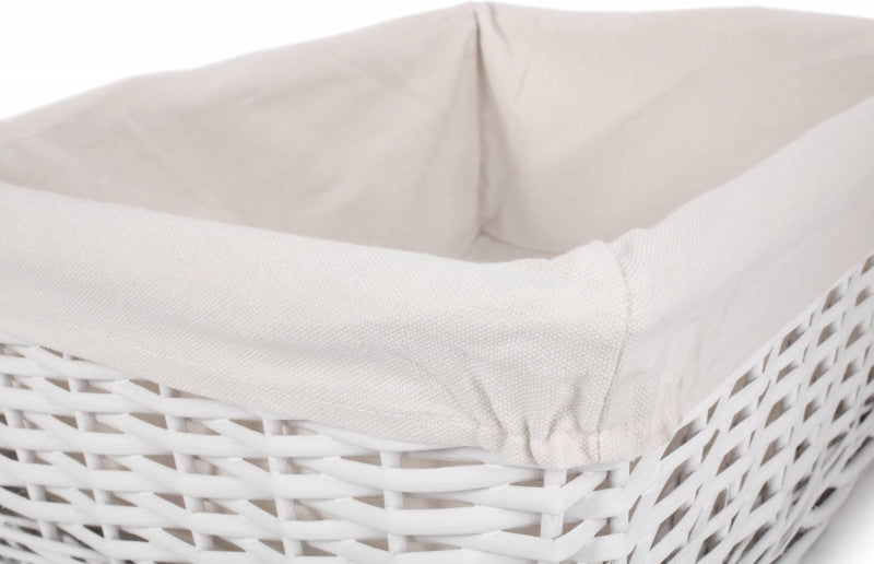 LARGE WHITE WICKER STORAGE BASKET