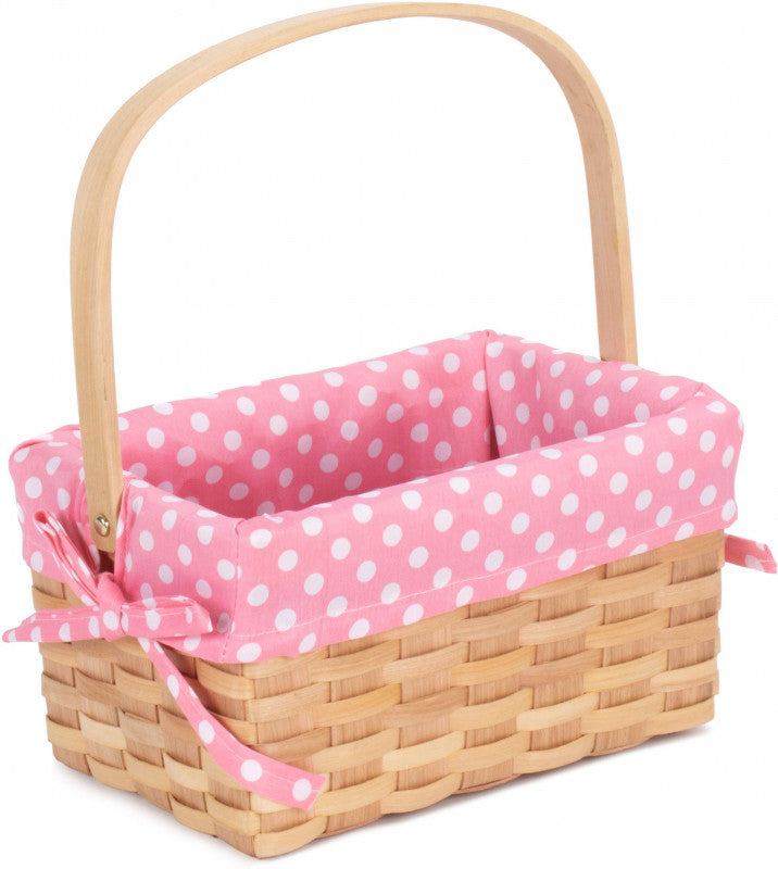 CHIPWOOD SWING HANDLE BASKET with PINK LINING