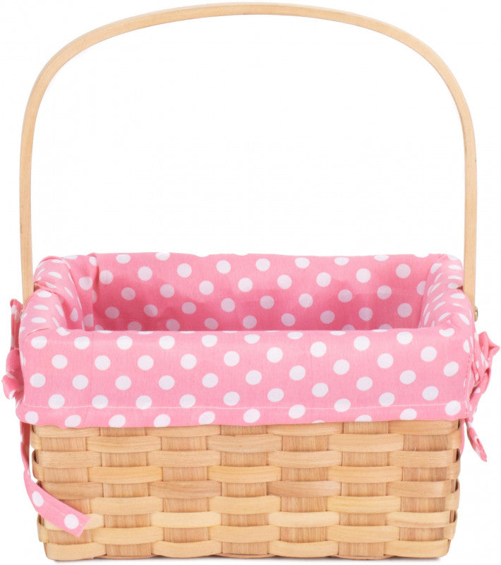 CHIPWOOD SWING HANDLE BASKET with PINK LINING