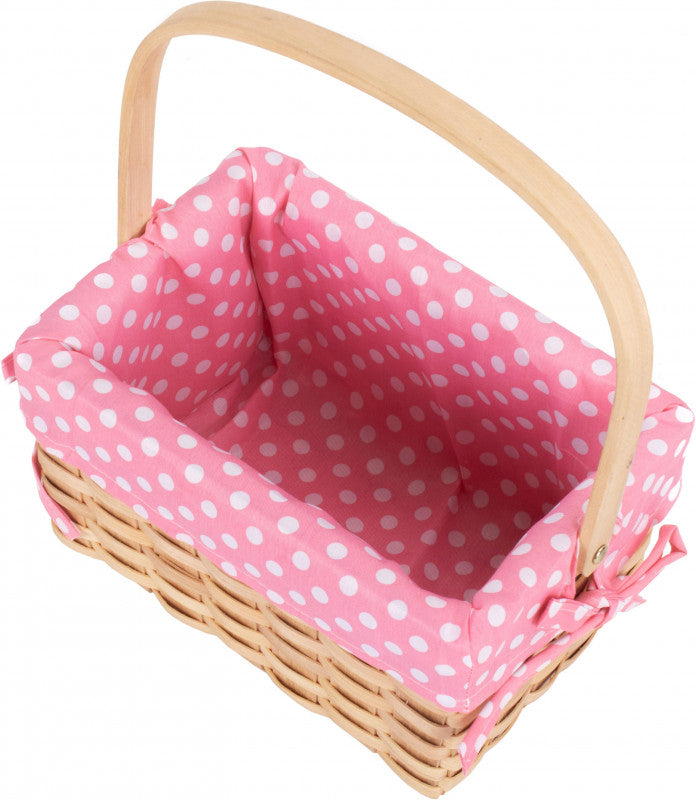 CHIPWOOD SWING HANDLE BASKET with PINK LINING