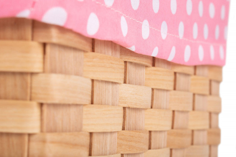 CHIPWOOD SWING HANDLE BASKET with PINK LINING