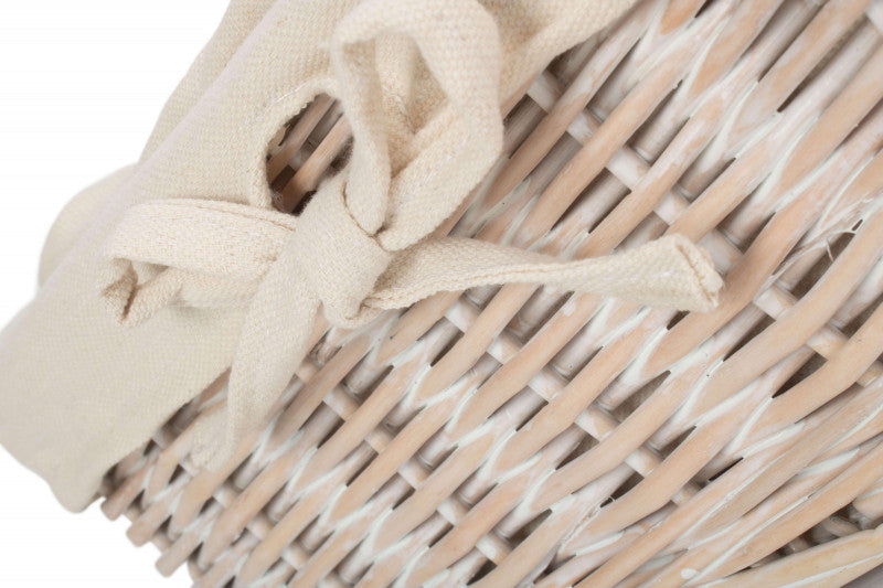 WHITE WASH FINISH WILLOW TRAY with LINING set 2