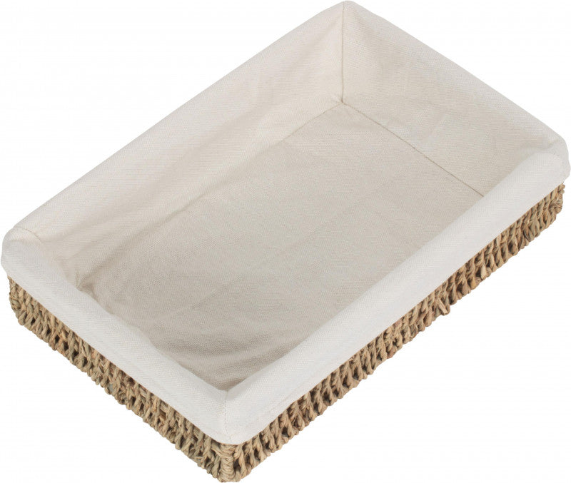 SMALL LINED RECTANGULAR SEAGRASS TRAY
