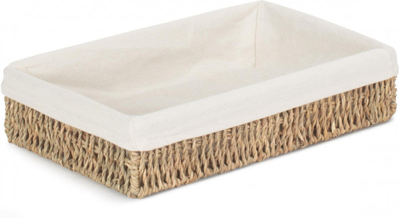 SMALL LINED RECTANGULAR SEAGRASS TRAY