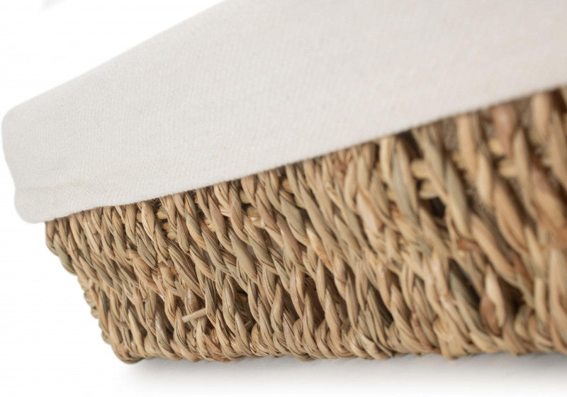 SMALL LINED RECTANGULAR SEAGRASS TRAY