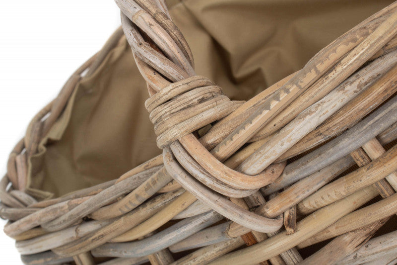 GREY RATTAN MARKET BASKET - CORDURA LINING