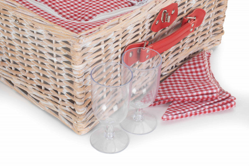 RED & WHITE GINGHAM 2 PERSON FITTED HAMPER