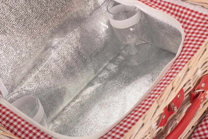 RED & WHITE GINGHAM 2 PERSON FITTED HAMPER