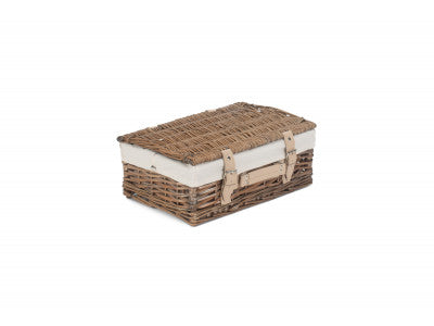 14" ANTIQUE WASH SPLIT WILLOW HAMPER with WHITE LINING