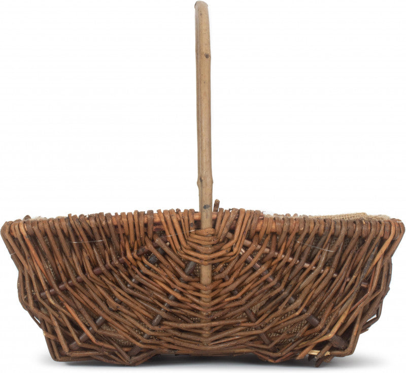 MEDIUM RECTANGULAR UNPEELED WILLOW GARDEN TRUG with HESSIAN LINING