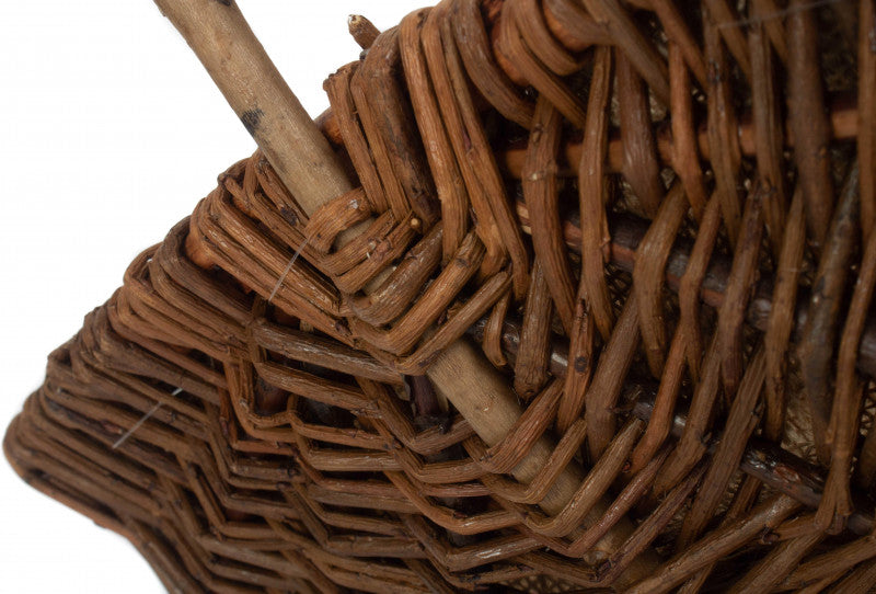 MEDIUM RECTANGULAR UNPEELED WILLOW GARDEN TRUG with HESSIAN LINING
