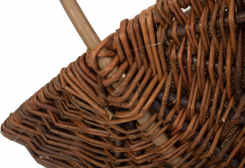 LARGE RECTANGULAR UNPEELED WILLOW GARDEN TRUG with HESSIAN LINING