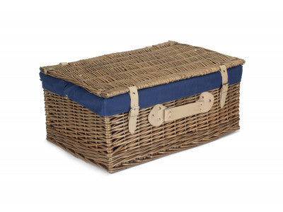22" ANTIQUE WASH HAMPER with NAVY BLUE LINING