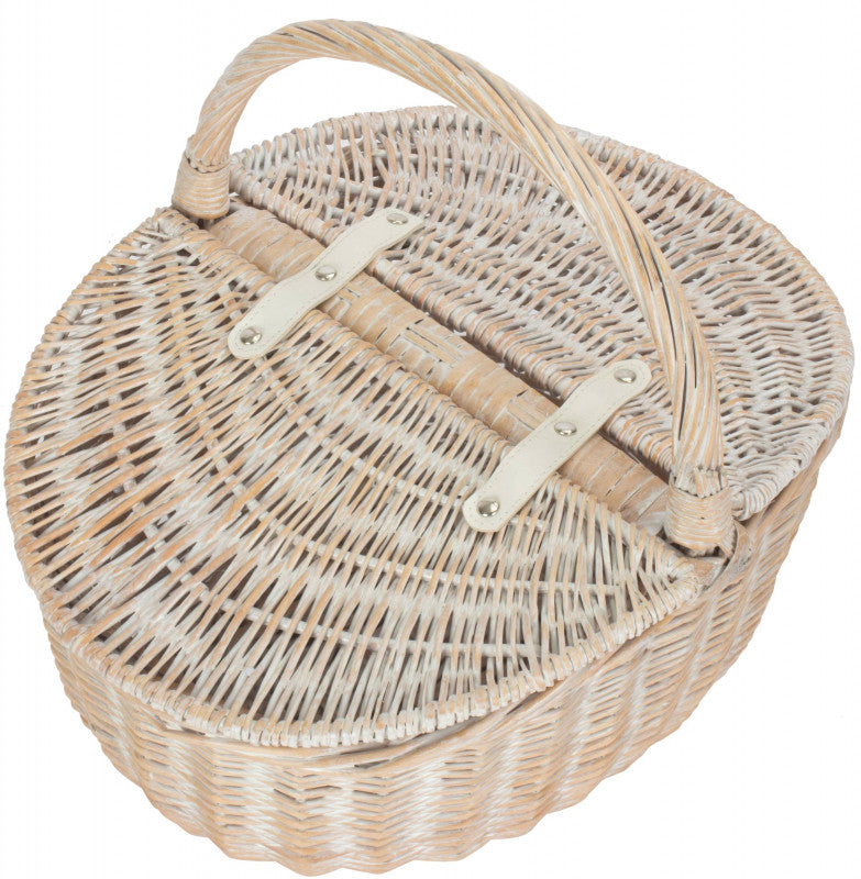 WHITE WASH FINISH OVAL PICNIC - UNLINED